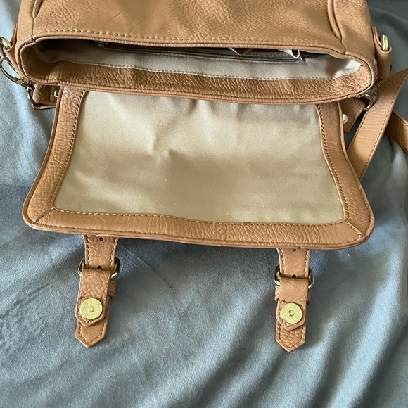 BCBGenration Messenger Crossbody Bag. Tan color. Size: 10” x 7” x 3.5” - Picture 9 of 16